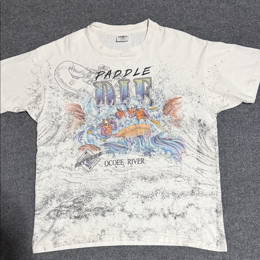 White Paddle or Die Graphic T-Shirt, vintage single stitch.